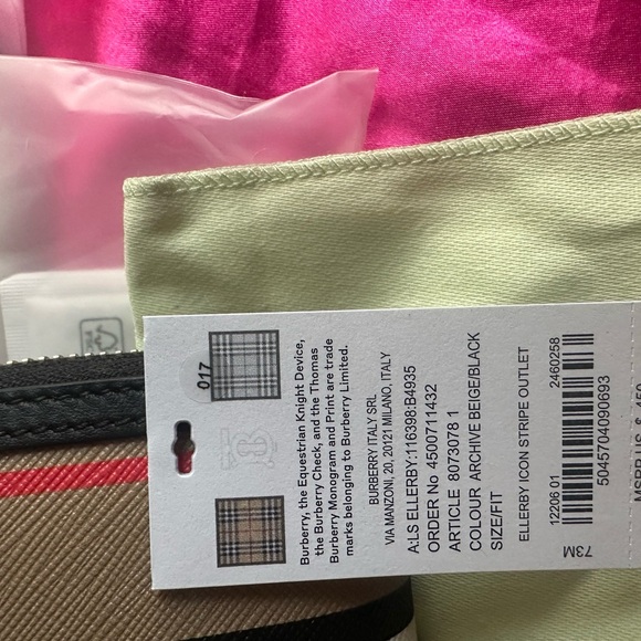 Burberry Ellerby Black Leather Icon Stripe Canvas Zip Around Continental Wallet - Picture 6 of 8